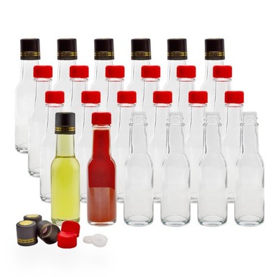 3oz Mini Hot Sauce Bottles Complete Set 24pk; w/ Cap, Bands, Drippers