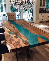Esstisch Epoxid Harz Echtes Holz Massive MöBel Epoxy Tisch Giessharz Wasserfall