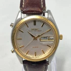 Vtg Seiko Watch Men 35mm Gold Silver Tone 6M26-8040 Alarm Auto Calendar New Batt