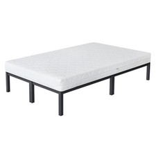 Cadre de lit métal anthracite matelas H:16 cm sommier à lattes intégré 120x200cm