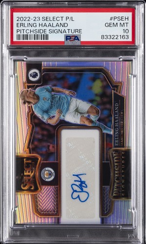 2022-23 PANINI SELECT PREMIER LEAGUE PITCHSIDE SIGNATURES ERLING HAALAND PSA 10