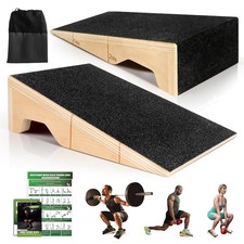Squat Wedge Block, 2 Pcs Non-Slip Wooden Squat Wedge for Heel Elevation  Wei...