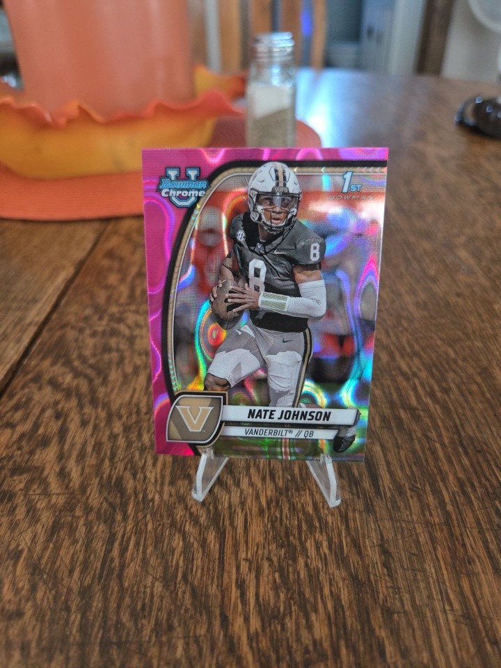 2024 Bowman University Chrome - Nate Johnson #135 Pink Lava Refractor (RC)