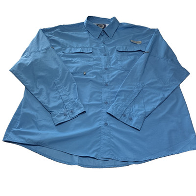 Panama Jack Vented Fishing Shirt Mens XL Blue Guide Long Sleeve Button Hiking