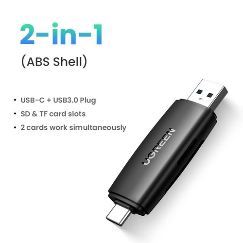 UGREEN USB 3.0 Type C to SD Micro SD TF Card Reader Memory Card Adapter for PC - Afbeelding 14 van 16