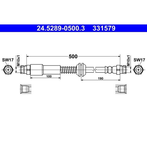ATE 24.5289-0500.3 Bremsschlauch FüR VW Caddy SAB SAJ SAA SAH-image