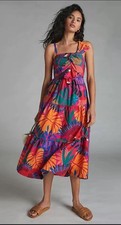 Farm Rio Macaw Bow Top Maxi Dress Size Large GORGEOUS!