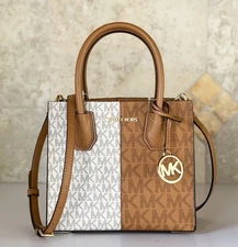 MICHAEL KORS MERCER MD SATCHEL SHOULDER CROSSBODY BAG COLORBLOCK MK DEER MULTI
