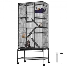 HOT/ 69" Rolling Metal Ferret Cage,Large 4-Tier Critter Nation Cage,Small Anima