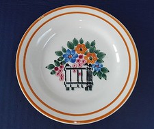PLAT A BISCUITS EN FAÏENCE HBCM CREIL MONTEREAU "FLEURI"(1)