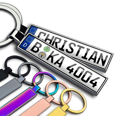 Zweiseitig Kennzeichen Schlüsselanhänger Nummernschild Personalisiert Auto Name