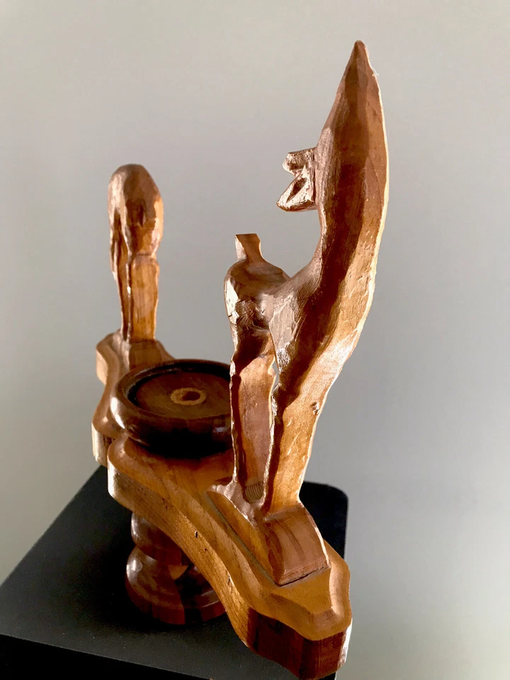 Candelabro de ciervo vintage MCM madera clara escultura artística F4 Foto 3 de 4