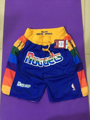 Retro Style Denver Nuggets Basketball Game Shorts Men's NWT