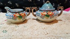 Vintage Japan Lusterware Porcelain Children's Tea Set Creamer/Sugar Dish Floral