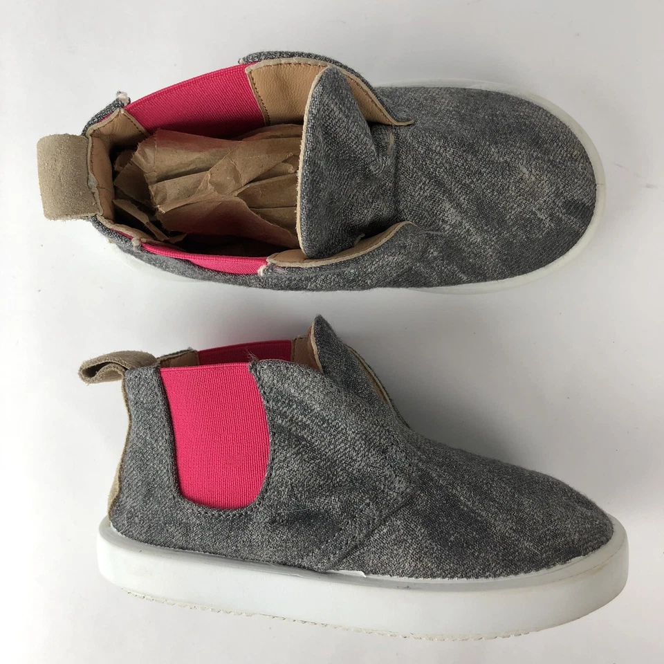 Namoo Niño Pequeño Talla 25 EE. UU. 8 Gris Lona Botines Rosa Caliente Inserto Elástico Foto 2 de 4