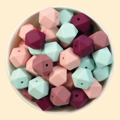 Hexagonal silicone beads, geometric octagonal beads, loose beads wholesale100pcs