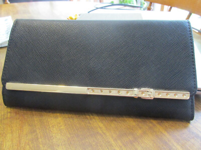 Long Black Women's Wallet with Snap Closure