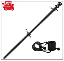 7FT Flag Pole Kit,Stainless Steel Heavy Duty Black American US Flagpole, Rustpro