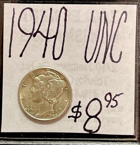 1940 P Mercury Silver Dime (UNC) Uncirculated Condition. ENN Coins