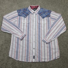 Panhandle Slim Shirt Mens Extra Large White Striped Snap Rough Stock Western