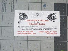 vtg Tattoo business card - Dragon Lady Harker Heights TX B