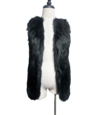 Sebby Collection Black Faux Fur Vest Size Small Petite