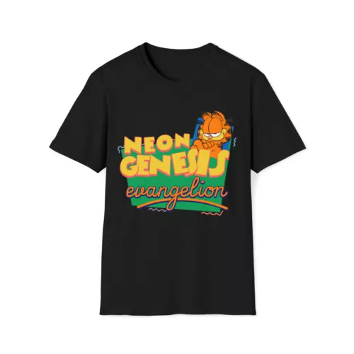 Neon Genesis Evangelion Garfield lustiges Meme Anime Humor Unisex T-Shirt - Bild 1 von 3