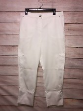 Chico s white pants capri gold button size 2
