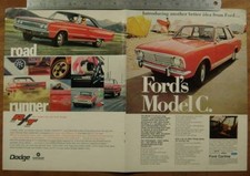 1967.FORD Cortina Model C and DODGE R/T.Double Page Ad.Motor CAR Advertisment