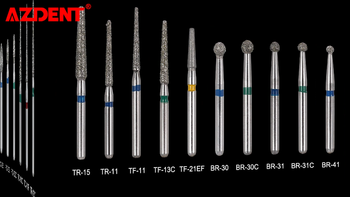 25pcs Dental Diamond Burs - AZDENT Brand, 100 Types, For High-Speed Handpiece
