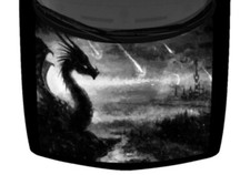 Mystical Vivid Dragon Forest Truck Hood Wrap Vinyl Car Graphic Decal Grayscale