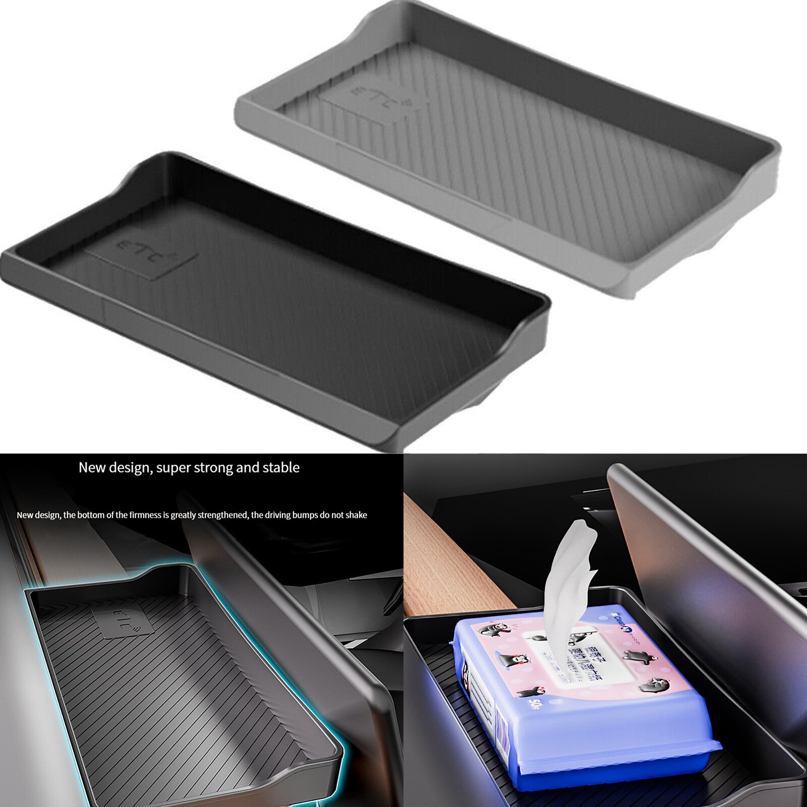 For Tesla Model 3 Y Dashboard Center Console Organizer Tray Storage Box Magnetic