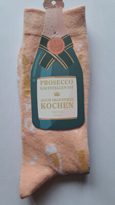 witzige Damensocken ''Prosecco-Queen'', Gr. 39-42, brandneu!