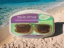 New Polar Optics Clip On Sunglasses Rectangle 56 W/ Hard Case