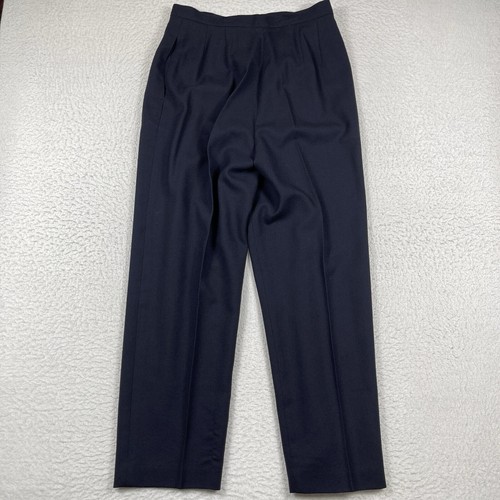 Lord & Taylor Pants Womens 14 Blue Wool Lined Vintage Pleated Career Workwear - Picture 2 of 13