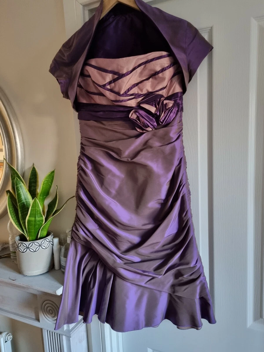 Linea Raffaelli Purple Dress Set With Bolero UK 8 EU 36