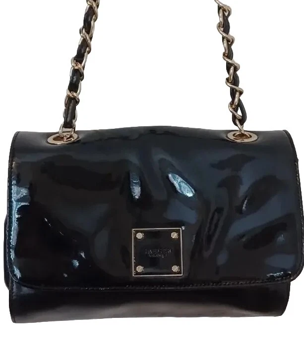 Jaeger Black Handbag Leather Shoulder Evening Bag Chain Strap Classic Jaeger
