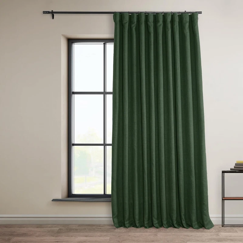 Key Green Linen Darkening Curtain Panel