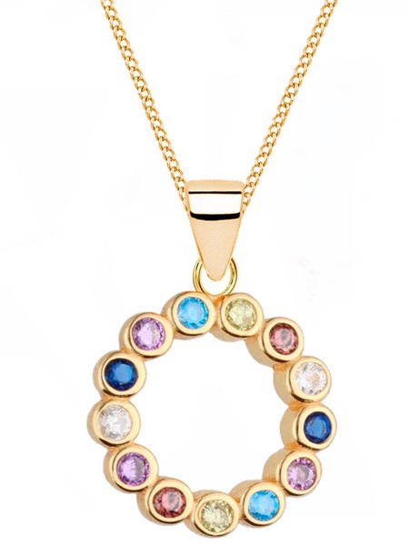 Halskette Gold Kreis 925 18K Vergoldet Mit Zirkonia Damen AnhäNger Rund Kette 45-image