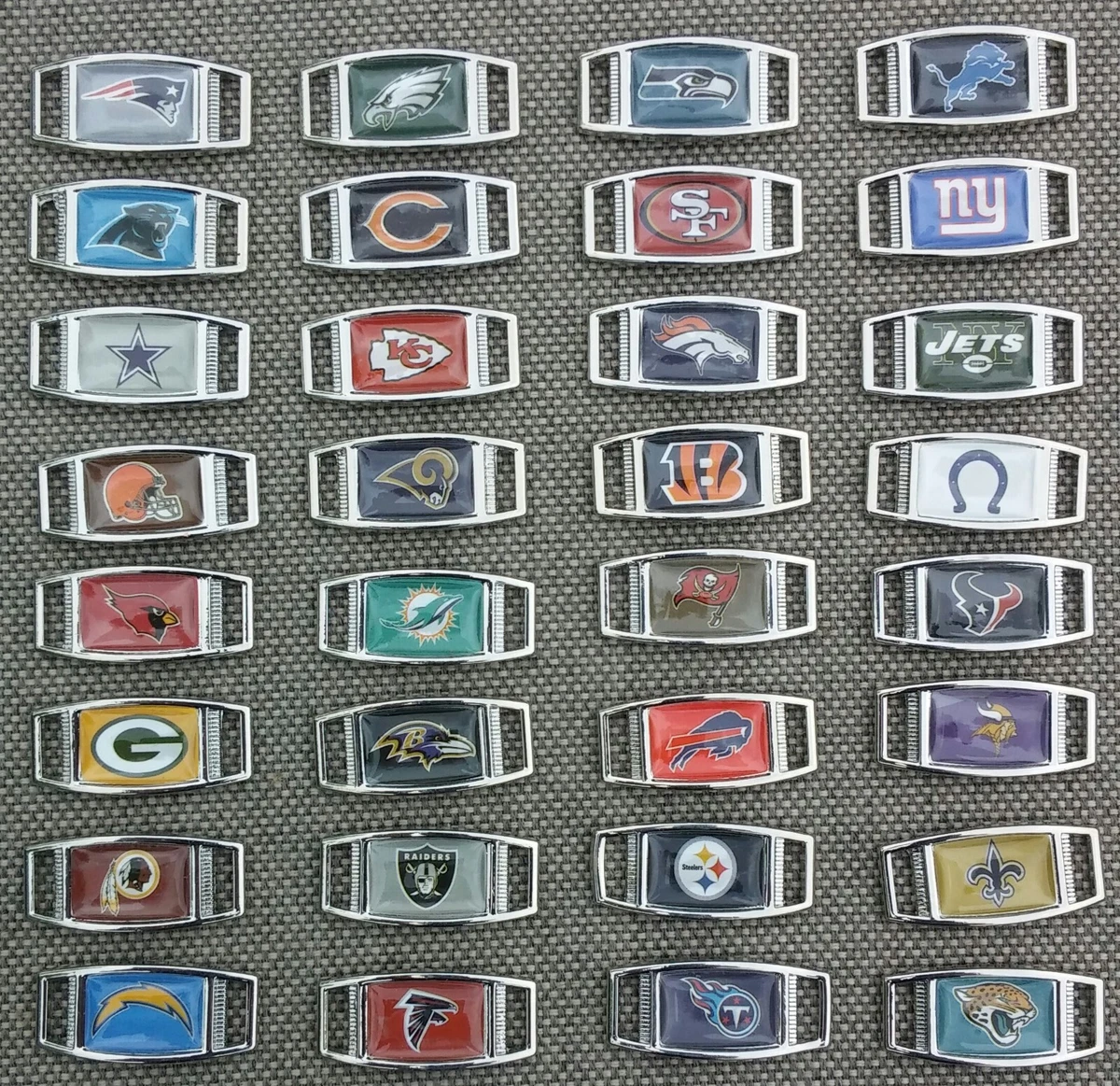 NFL Oval Rectangular Shoelace Paracord Charms All 32 Teams Wholesale Lots
