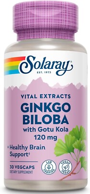 Solaray Ginkgo Biloba with Gotu Kola 120mg - 30 Capsules