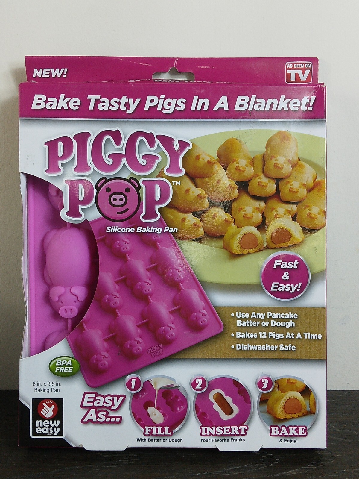 PIGGY POP Silicone Baking Pan Bakes 12 Pigs As Seen On TV BPA Free