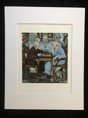 Norman Rockwell  ''April Fool'' Checkers - Matted Art Print