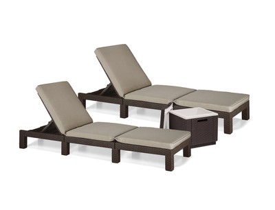 2x Sonnenliege Daytona & 1x Ice Cube Gartenliegen Liegestuhl Poly Rattan Liege