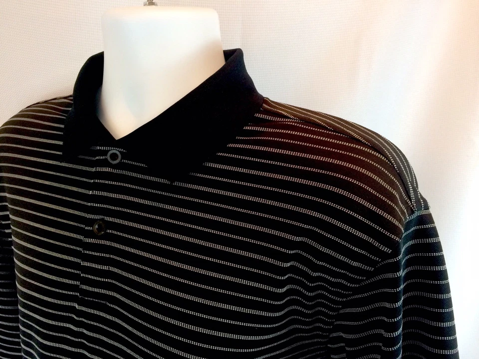 Nike Fit Dry Black And White Stripe Golf Polo Mens Sz M Foto 2 de 4