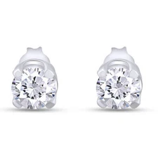 VS 1 Carat (ctw) Diamond Studs in 14k White or Yellow Gold Lab Grown