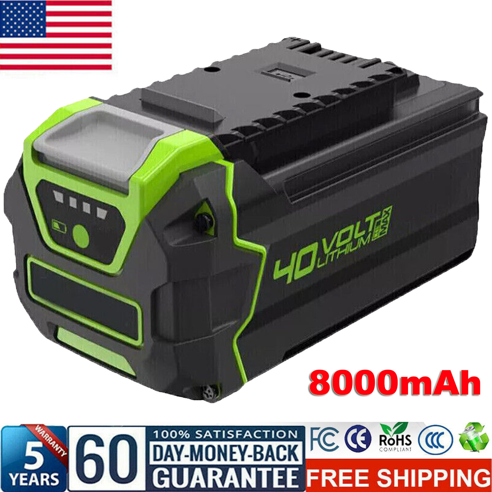 40V 8.0Ah For Greenworks G-MAX 40 Volt Lithium Battery 29472