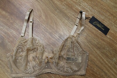 NEW DITA VON TEESE FIAMMA BEIGE LACE  UNDERWIRE BRA SIZE 10D / 32D  - D59021