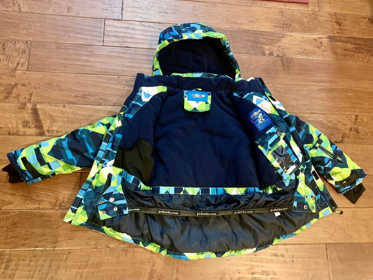 Phibee Kids Outdoor Blue/Green/White Ski Snowboard Jacket Sz Phibee Kids Outdoor Blue/Green/White Ski Snowboard Jacket Sz