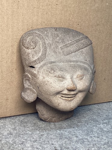 Ancient Pre Columbian Veracruz Sonriente Face Terracotta Head - Picture 3 of 10